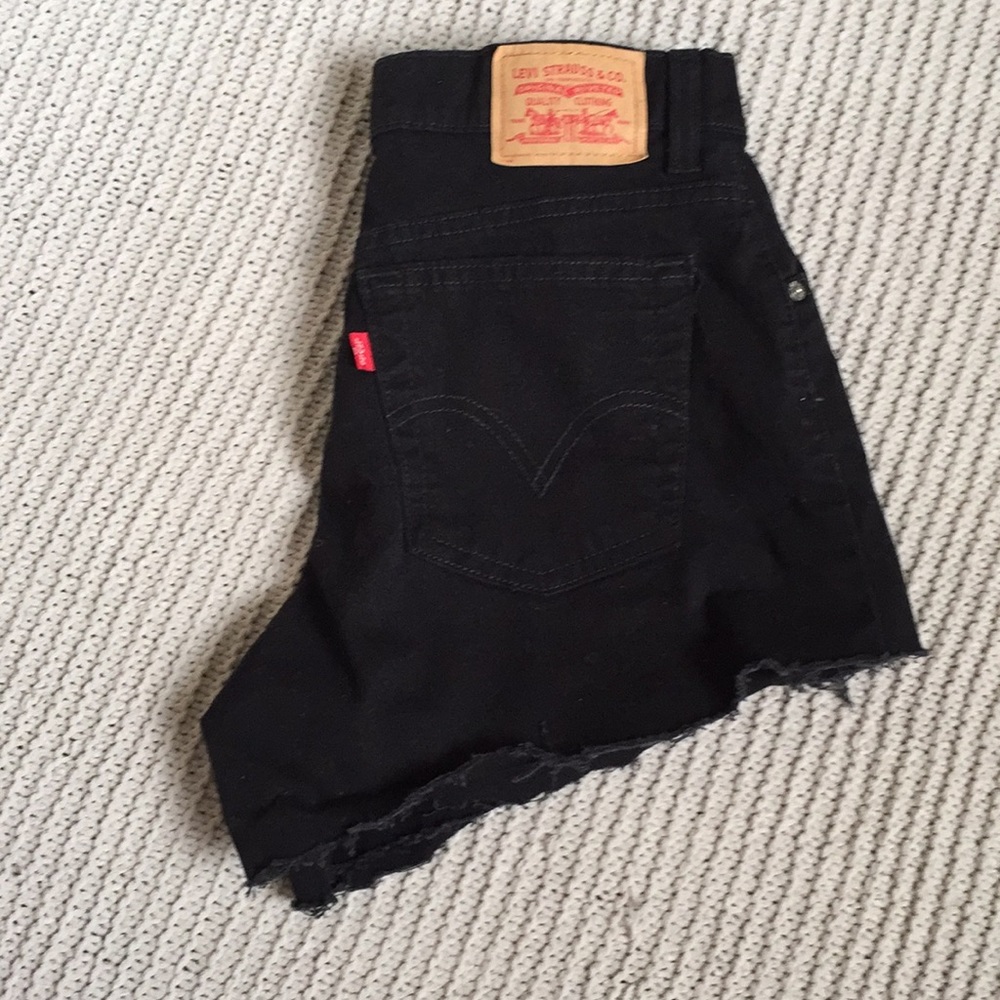 High Waisted Black Levi Cut Off Jean Shorts